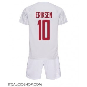Danimarca Christian Eriksen #10 Seconda Maglia Bambino Mondiali 2022 Manica Corta (+ Pantaloni corti)